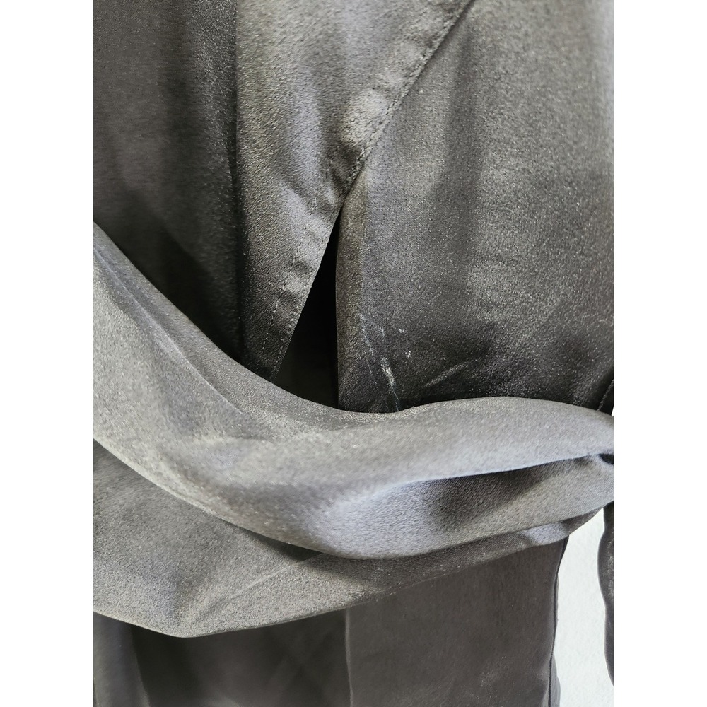 Theory Black Satin Tie Wrap Top Sleeveless V-Neck Blouse Size 6 - Picture 7 of 8